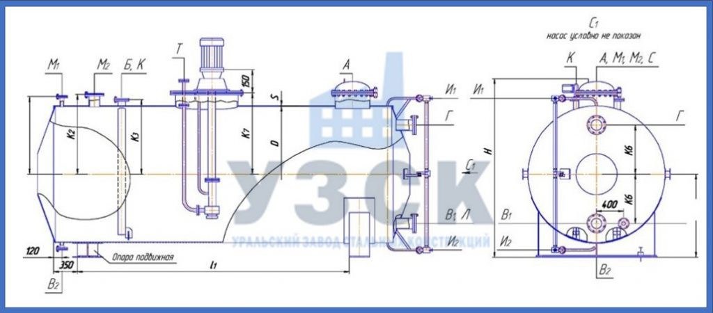 Чертеж емкости ГКК в Ессентуках